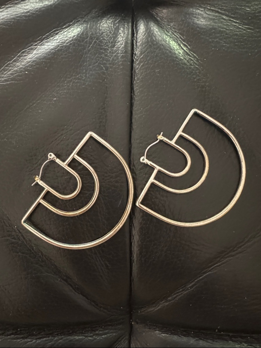 Modern Geometric Silver Hoop Earrings - Women Jewelry